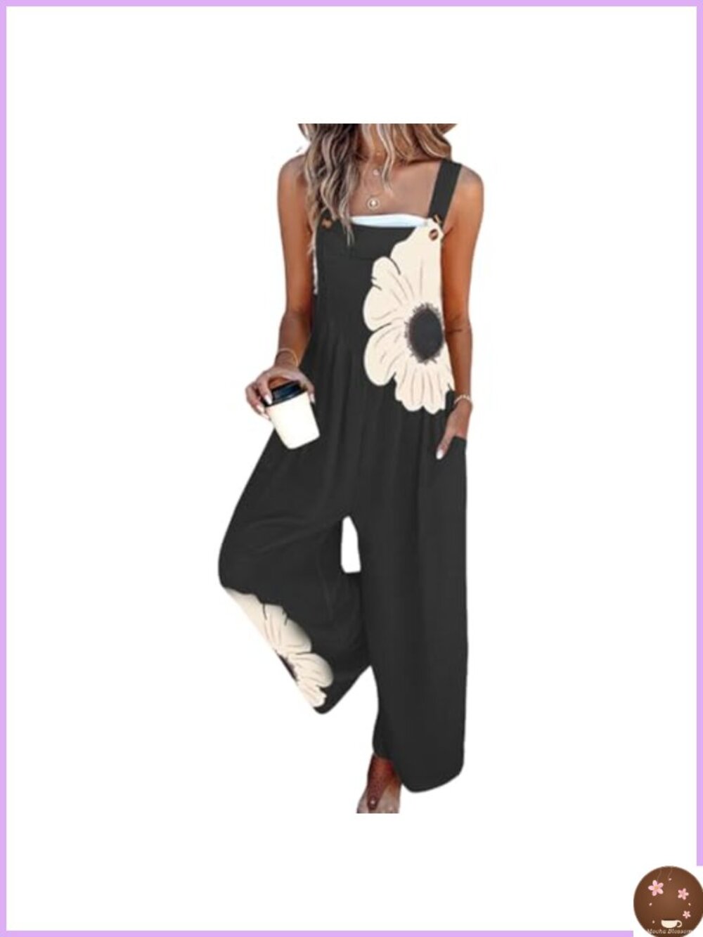 Womens Sleeveless Wide Leg Romper Square Neck Casual Jumpsuit